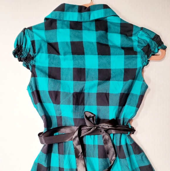 Green Plaid collar short sleeve shirt - Picture 3 of 5